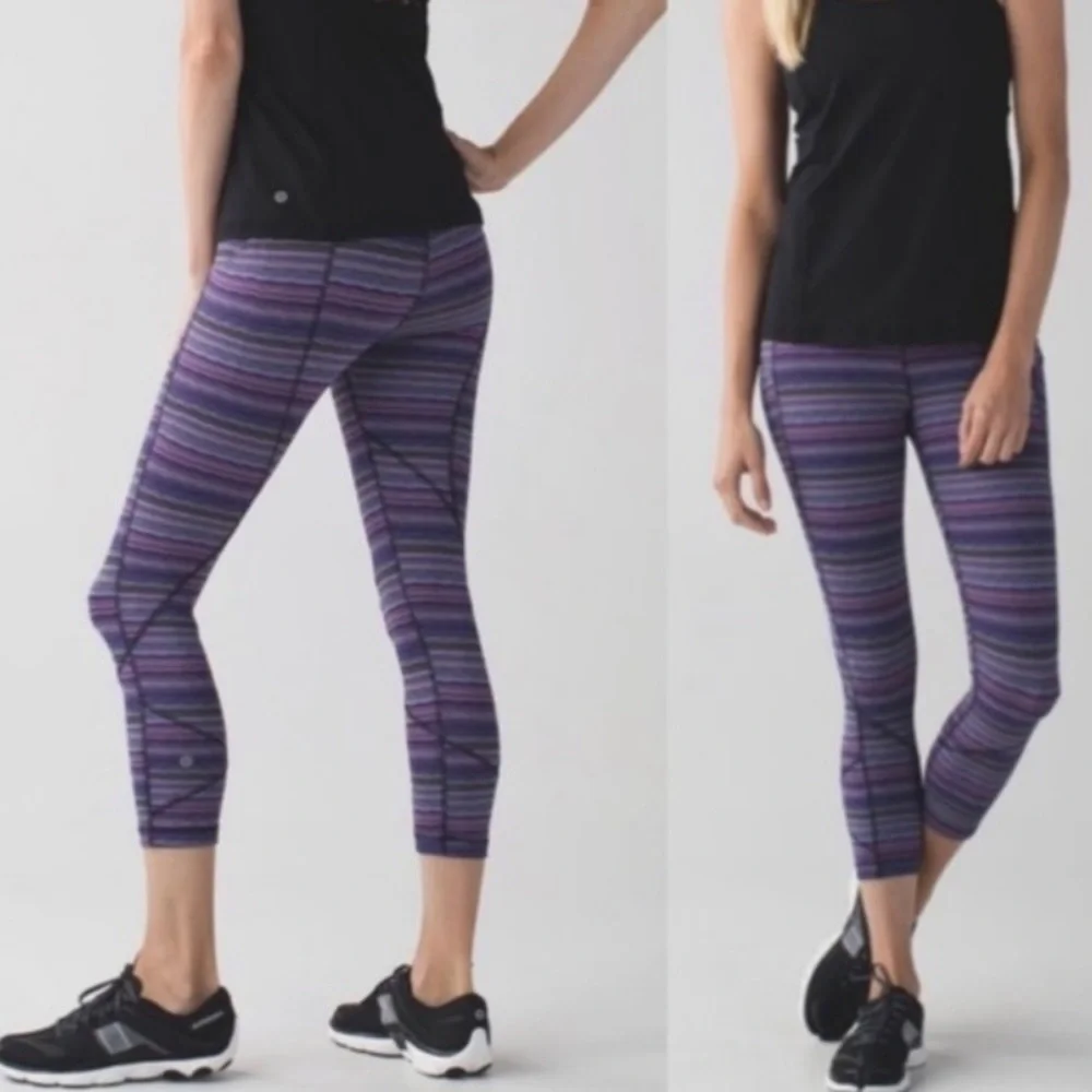 Lululemon Pace Rival Crop Leggings Spacedye Twist Ultra Violet sz 6